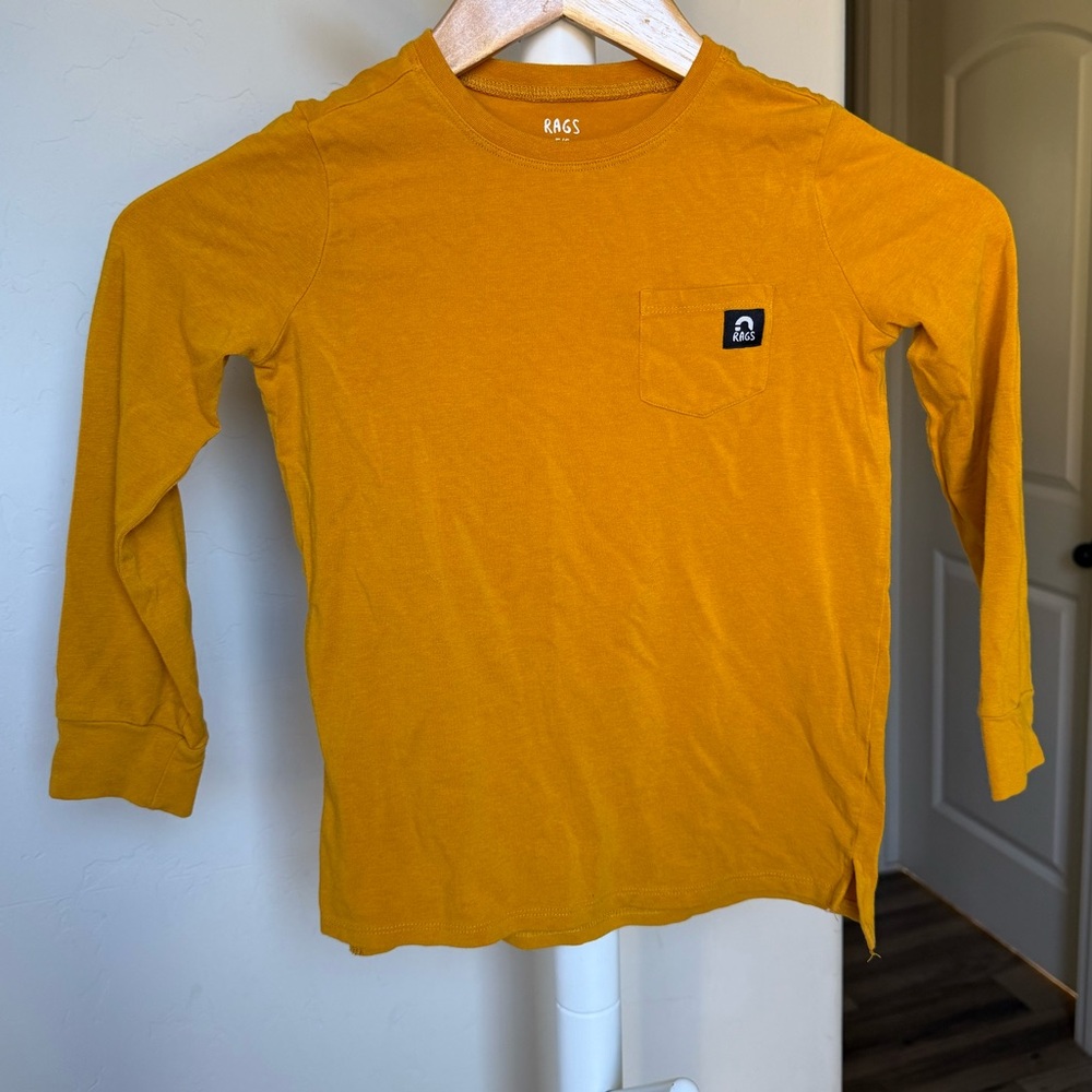 Rags Kids Long Sleeve Pocket Tee Golden Yellow Size 5/6